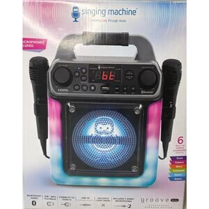 Groove Mini, Singing Machine, Portable Mini Karaoke Machine, 2 Wired Microphones